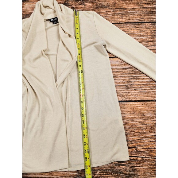 DKNY Womens Beige Cardigan Knit Sweater Open Front Long Sleeve Sz XS - Picture 9 of 10